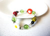 Hand Made Murano Italian Glass Lamp Work Ladybug Flower Bracelet 121420