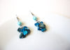 Blue Shell Glass Pearl Earrings 120820