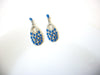Blue Silver Rhinestone Dangle Earrings 120820