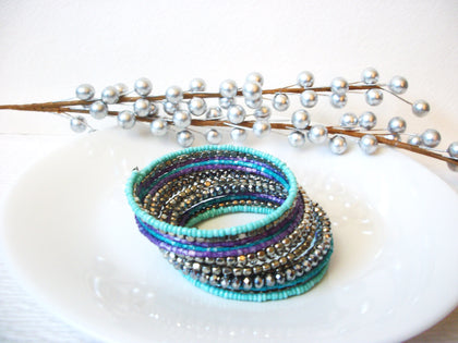 Bohemian 1970s Wide Glass  Bracelet 120820