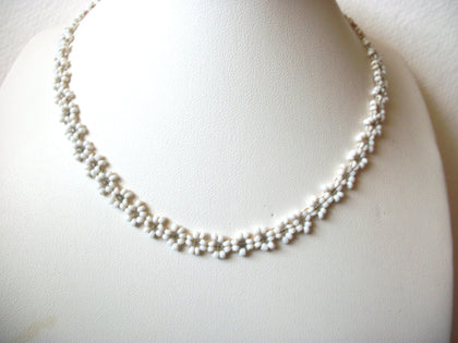 Native American Hand Crafted White Micro Glass Short Necklace 121420