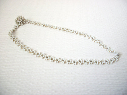 Native American Hand Crafted White Micro Glass Short Necklace 121420