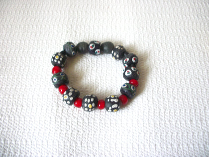 Vintage Primitive Painting Peruvian Clay Bracelet 40720