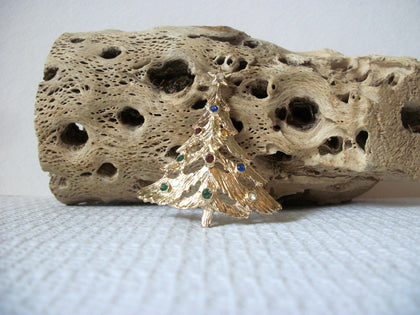 Vintage Rhinestones Christmas Tree Brooch 40720