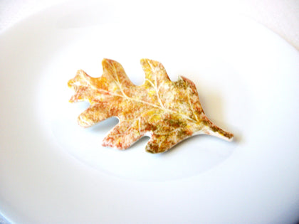 Vintage Larger Porcelain Leaf Brooch Pin 120920