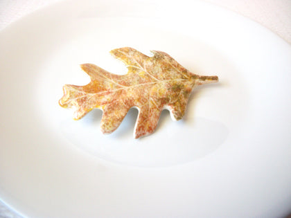 Vintage Larger Porcelain Leaf Brooch Pin 120920