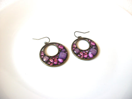 Bronze Purple Pink Dangle Earrings 1980 Hand Made 121020