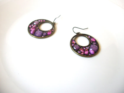 Bronze Purple Pink Dangle Earrings 1980 Hand Made 121020