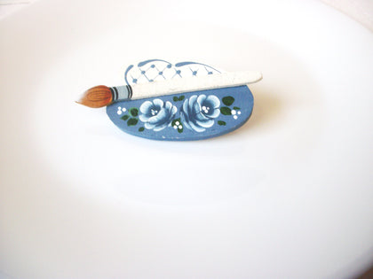 Vintage 1950s Floral Hand Painted Painter Stick Pin 121020