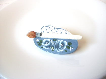 Vintage 1950s Floral Hand Painted Painter Stick Pin 121020