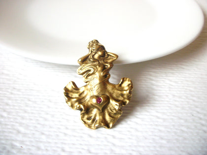 Vintage Brass Mermaid Nymph Brooch Pin 121420