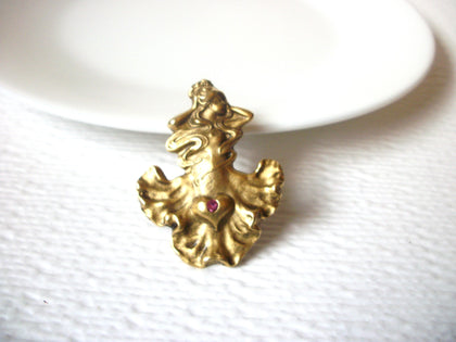 Vintage Brass Mermaid Nymph Brooch Pin 121420