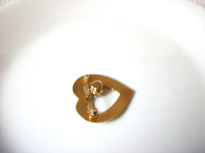 Vintage Amber Rhinestone Heart Brooch 40820