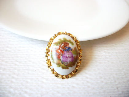 Vintage Courtship Made In France Limoge Brooch Pin 121020