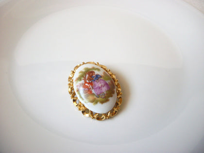 Vintage Courtship Made In France Limoge Brooch Pin 121020