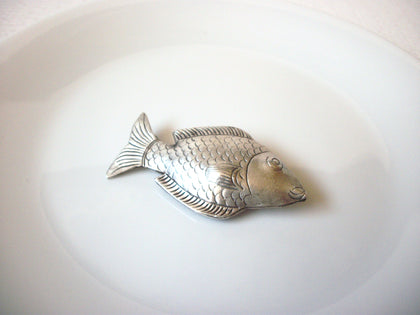 Vintage Larger Pewter Fish Brooch Pin 121020