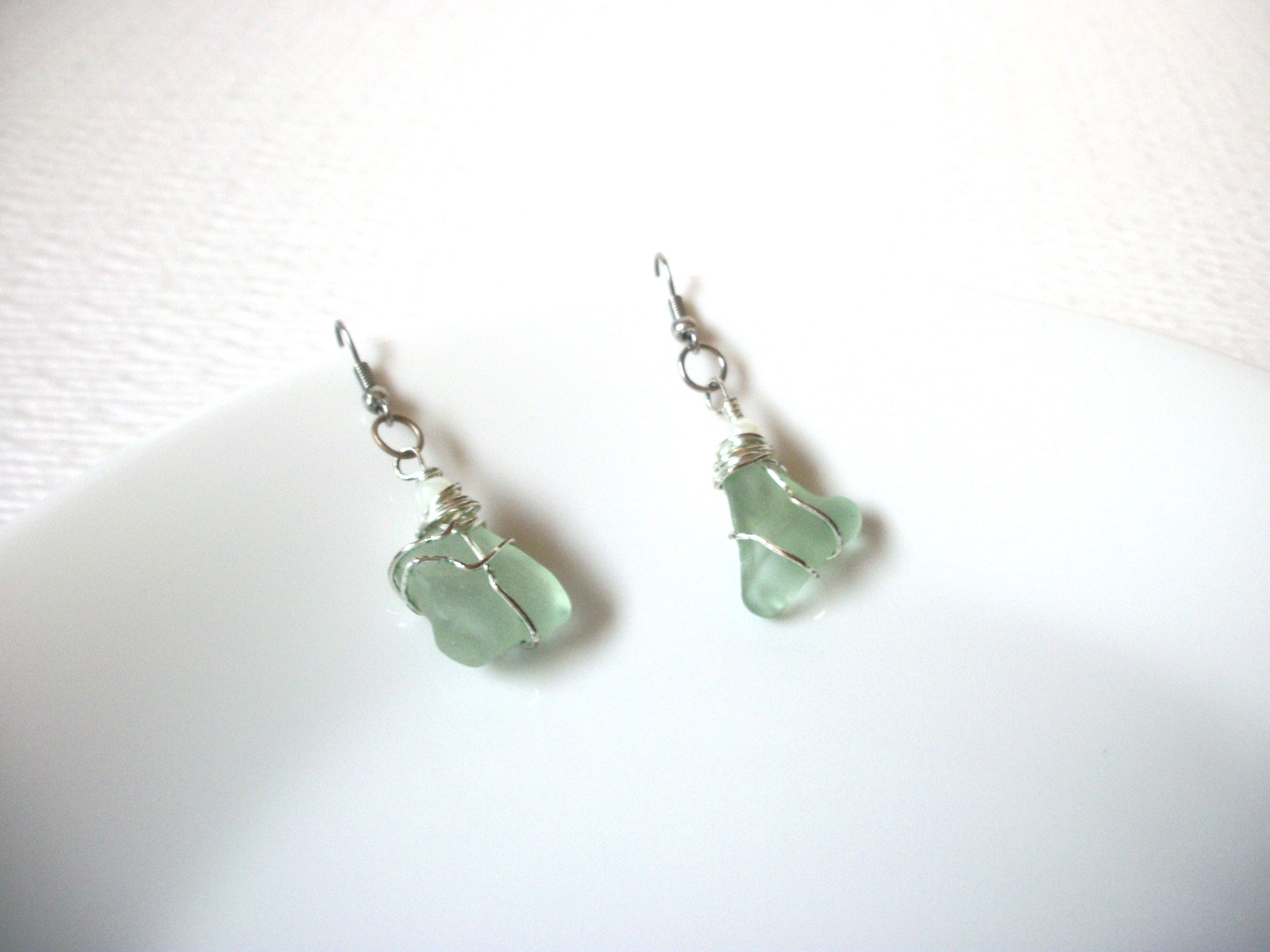 Aqua Green Chalcedony Earrings 121420