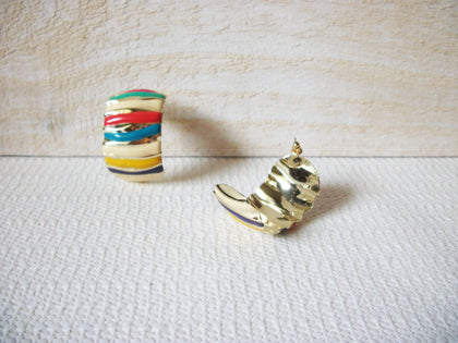 Retro Colorful Chunky Half Hoop Earrings 60520