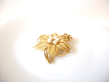 Vintage Larger Filigree Pearl Brooch Pin 121520