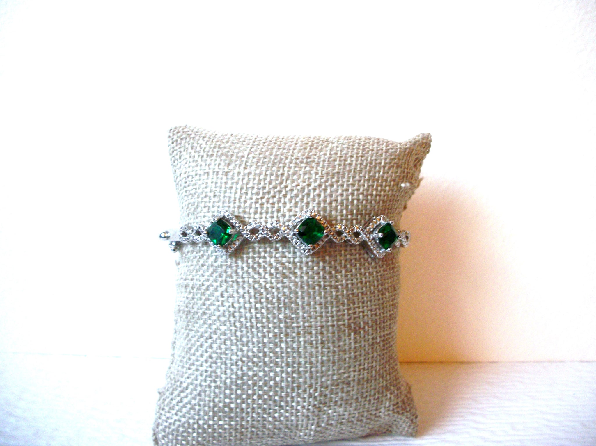 Silver Tone Emerald Cuff Bracelet 121020