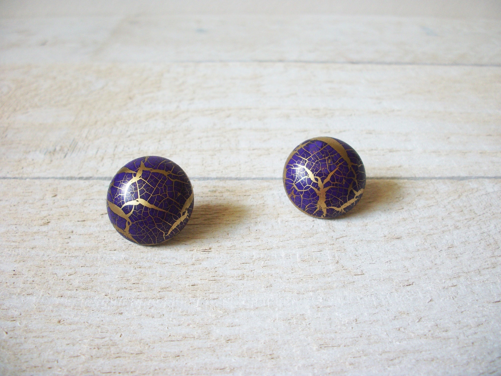 Retro 1970s Purple Gold Earrings 60520