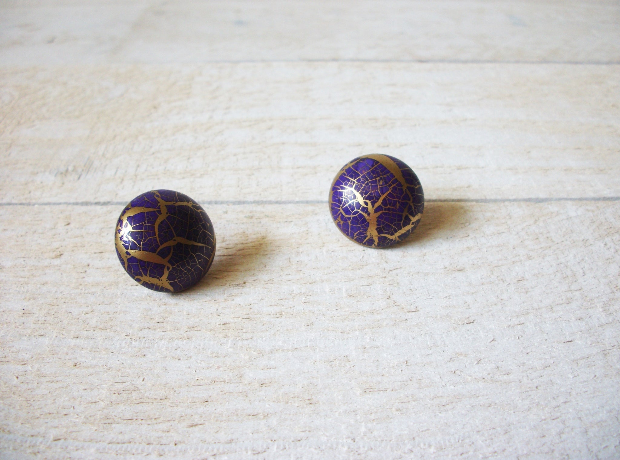 Retro 1970s Purple Gold Earrings 60520