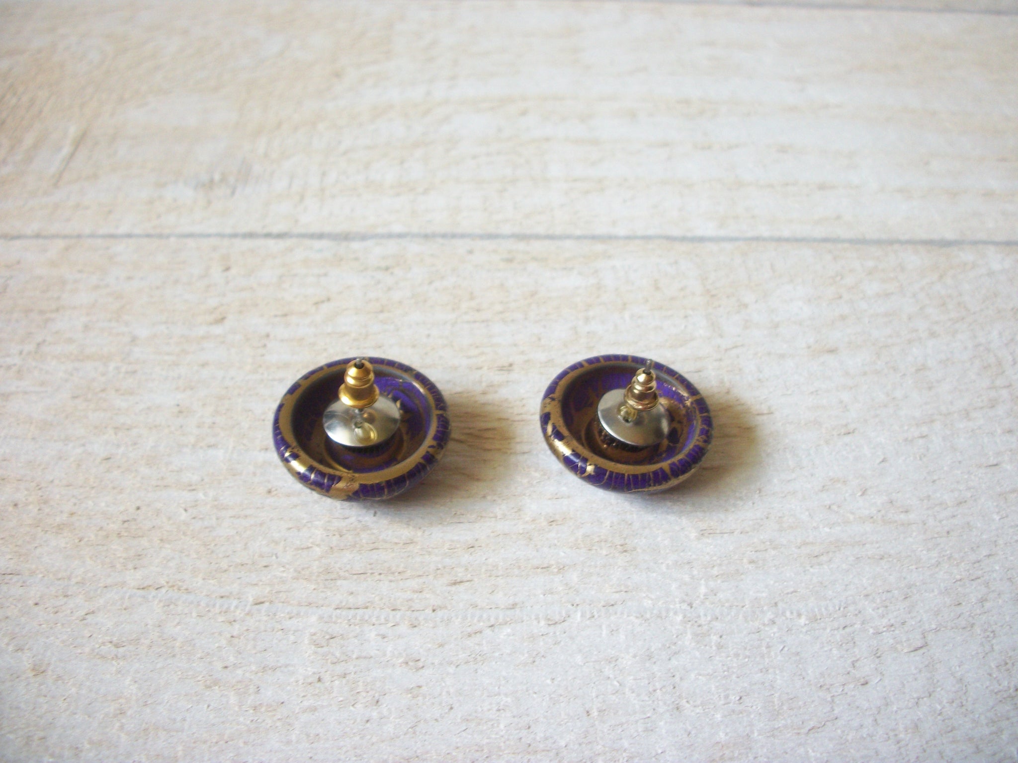 Retro 1970s Purple Gold Earrings 60520