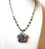 Hand Crafted Paua Abalone Rose Pendant Necklace 121120