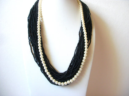 Retro Black Glass Glass Pearl Necklace 60520