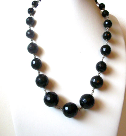 Vintage Black Glass Beaded Necklace 121120
