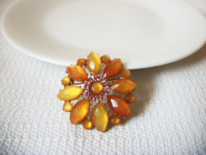 Vintage Glass Rhinestones Flower Brooch 40820