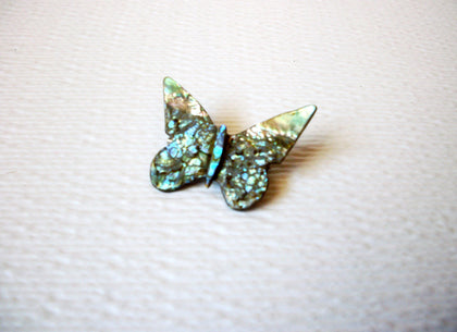 Vintage Paua Abalone Butterfly Brooch Pin 121520