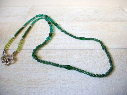 Vintage Green Czech Glass Necklace 60620