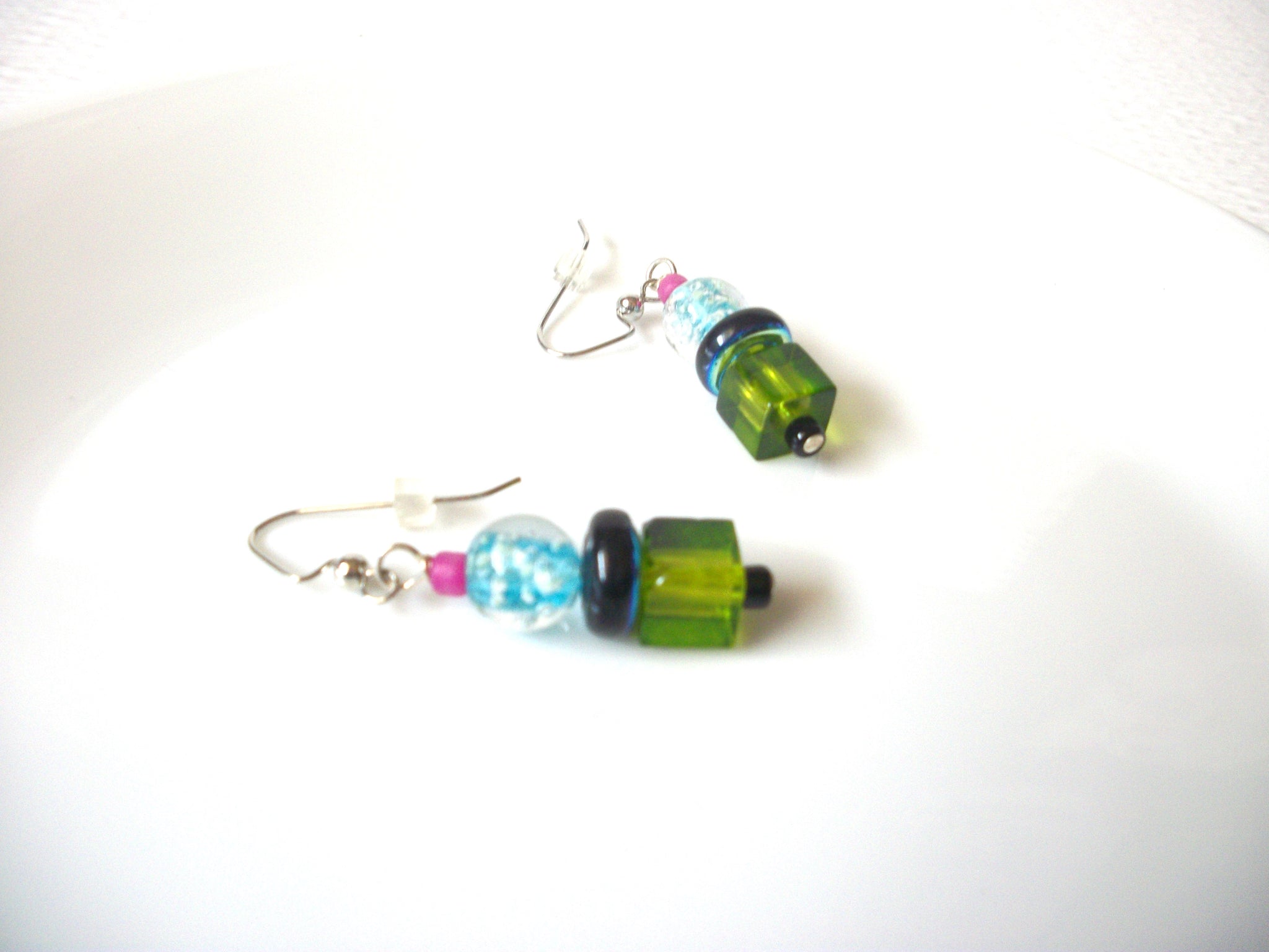 Colorful Czech Glass Dangle Earrings 121120
