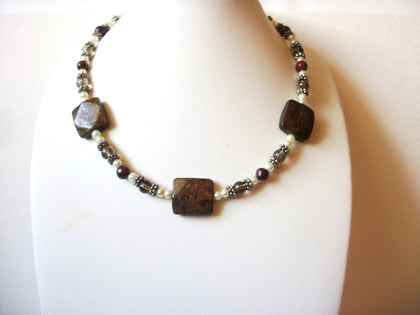 Vintage Jasper Glass Beads Glass Pearl Necklace 60720