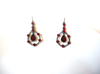 Hand Made Red Rhinestone Earrings 121520