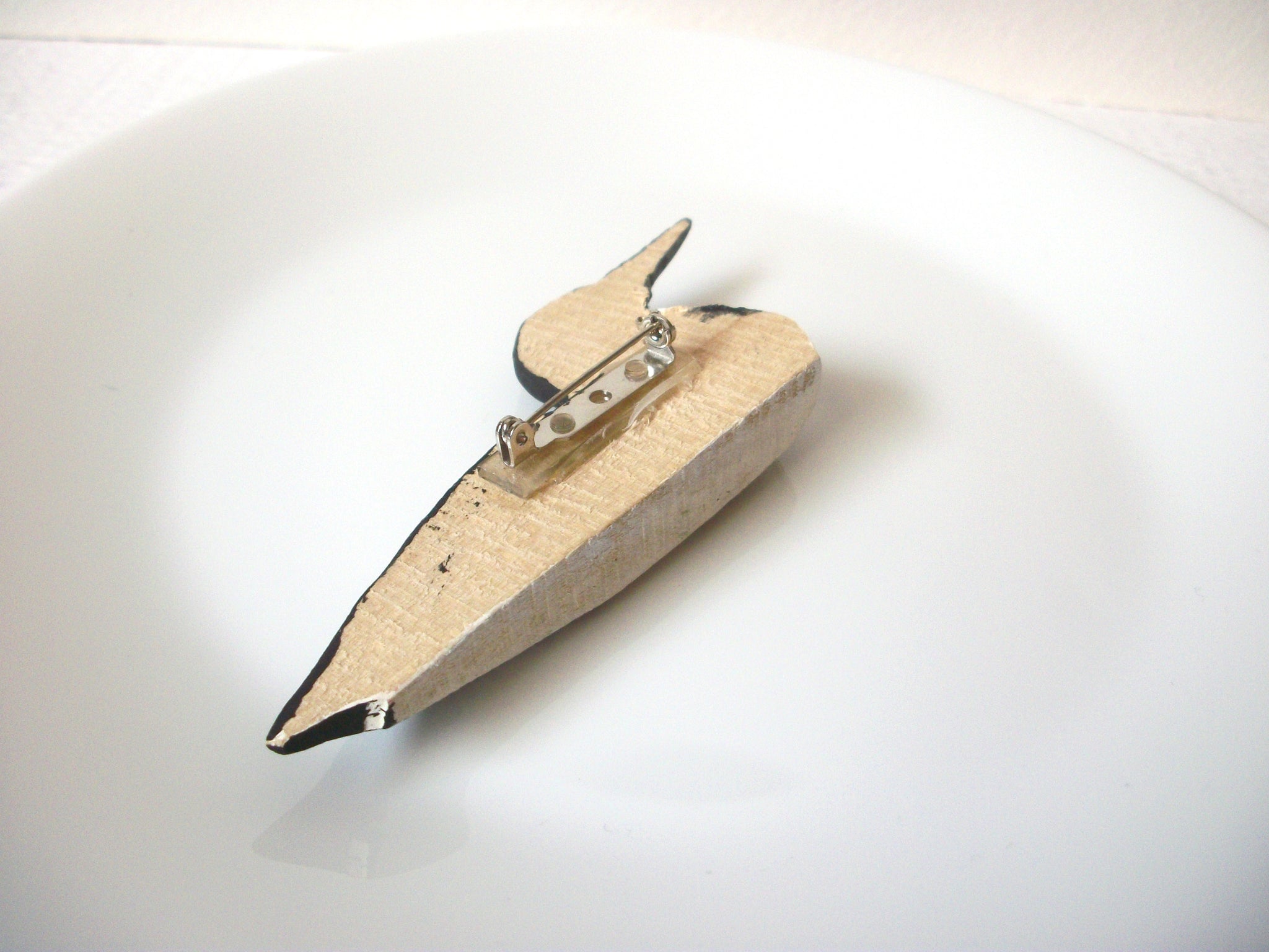 Hand Carved Large Duck Wood Brooch Pin 121120