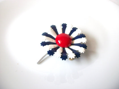 Retro Red White Blue Large Flower Brooch Pin 121120