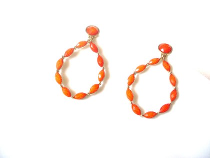 Retro Gold Orange Dangle Earrings 121120