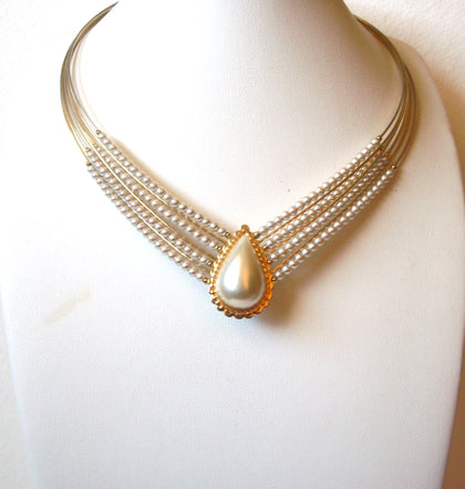 Vintage Faux Pearl Choker Necklace 121520