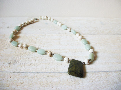 Vintage Howlite Jasper Agate Necklace 60620