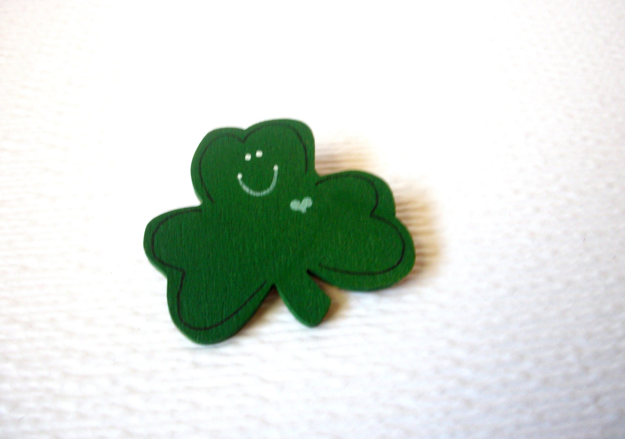 Hand Made St Patrick's Shamrock Wood Brooch Pin 121520