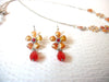 Retro Hibiscus Flower Rhinestone Necklace Earring Set 121120