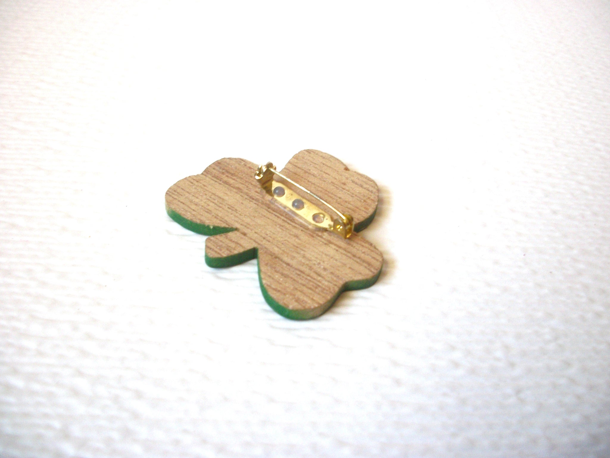 Hand Made St Patrick's Shamrock Wood Brooch Pin 121520