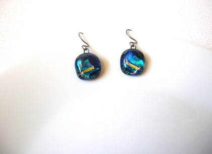 Blue Dichroic Glass Earrings 121520 H