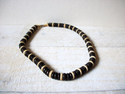 Bohemian Wood Puka Shell Necklace 60820