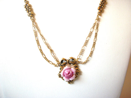 Vintage AVON Porcelain Rose Necklace 121120