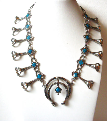 Vintage Simulated Turquoise Stone Native  Necklace 121220