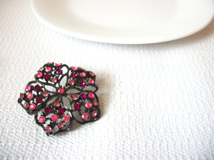 Vintage Pink Rhinestones Flower Brooch 41020