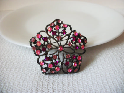 Vintage Pink Rhinestones Flower Brooch 41020